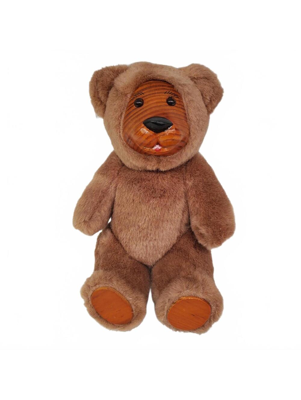 FTD Collector's Series Brown Teddy Bear Plush Wooden Face and Feet 12"